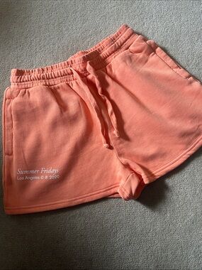 Summer Fridays Coral Peach Drawstring Shorts!